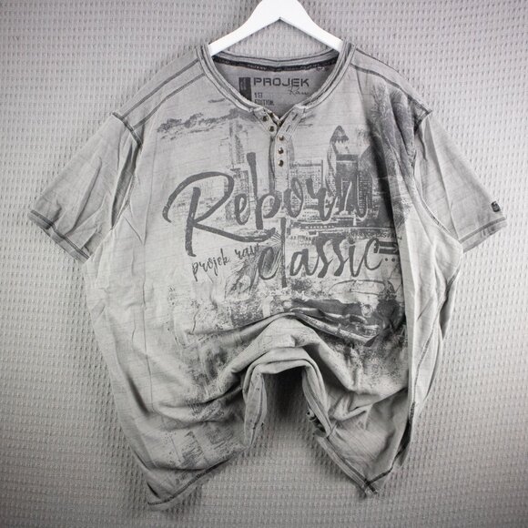 4XL Projek Raw Grunge Tee Mens Grey Y2K - Picture 1 of 8